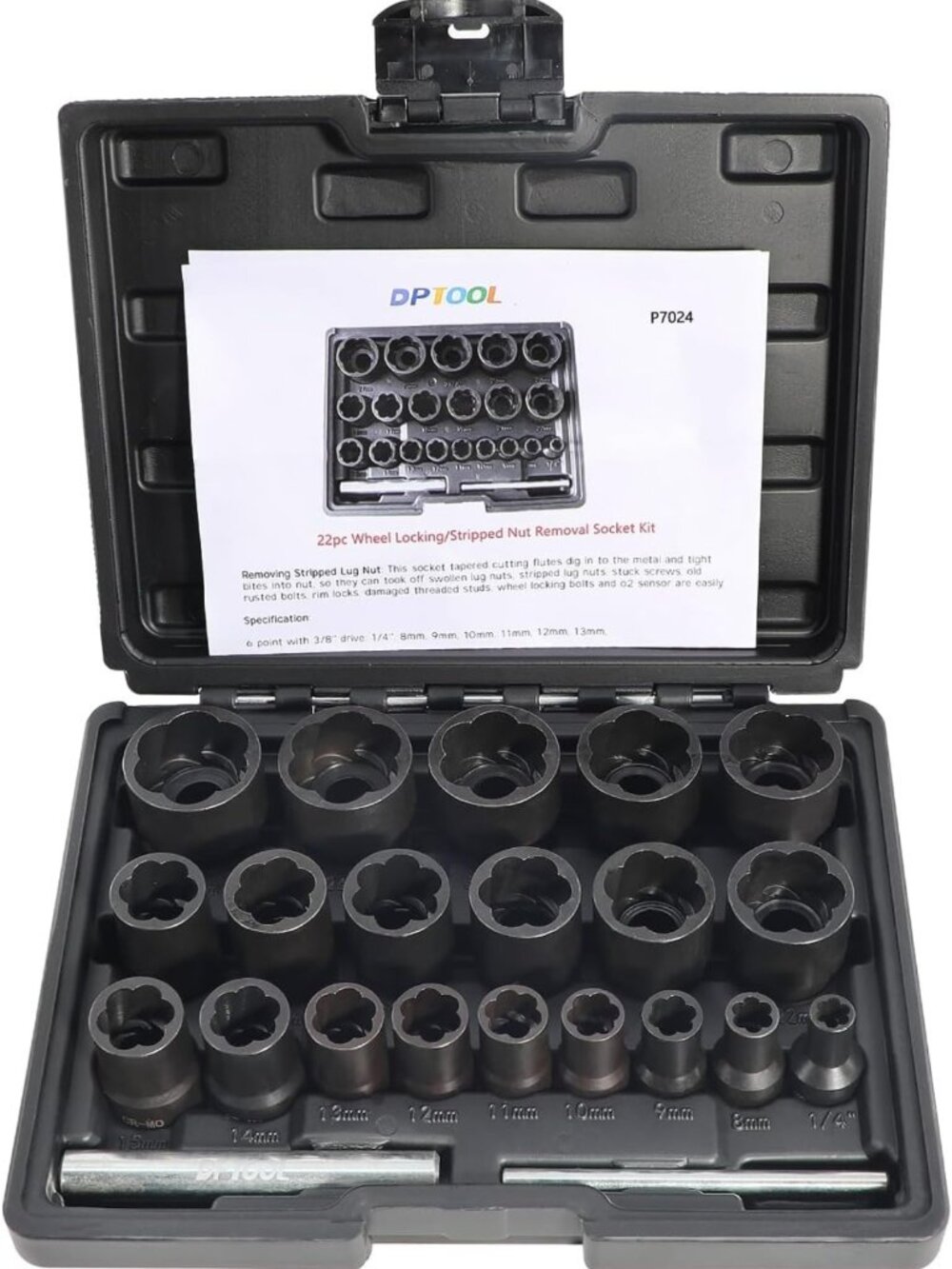 Lug Nut Extractor Set - Bolt & Nut Remover Tool for Wheel Lock Removal Kit
